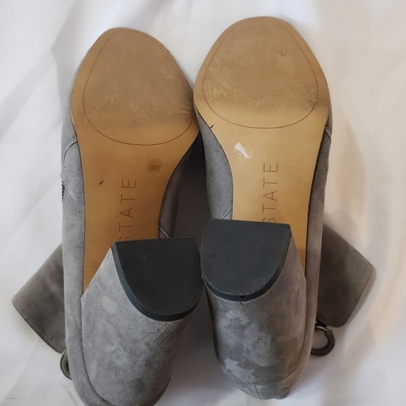 1. State Gray Suede Ankle Boots Chunky Heel Womens Size 10 - Picture 8 of 10